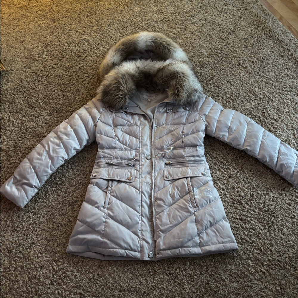 Laundry By Shelli Segal Faux Fur Trimmed Coat